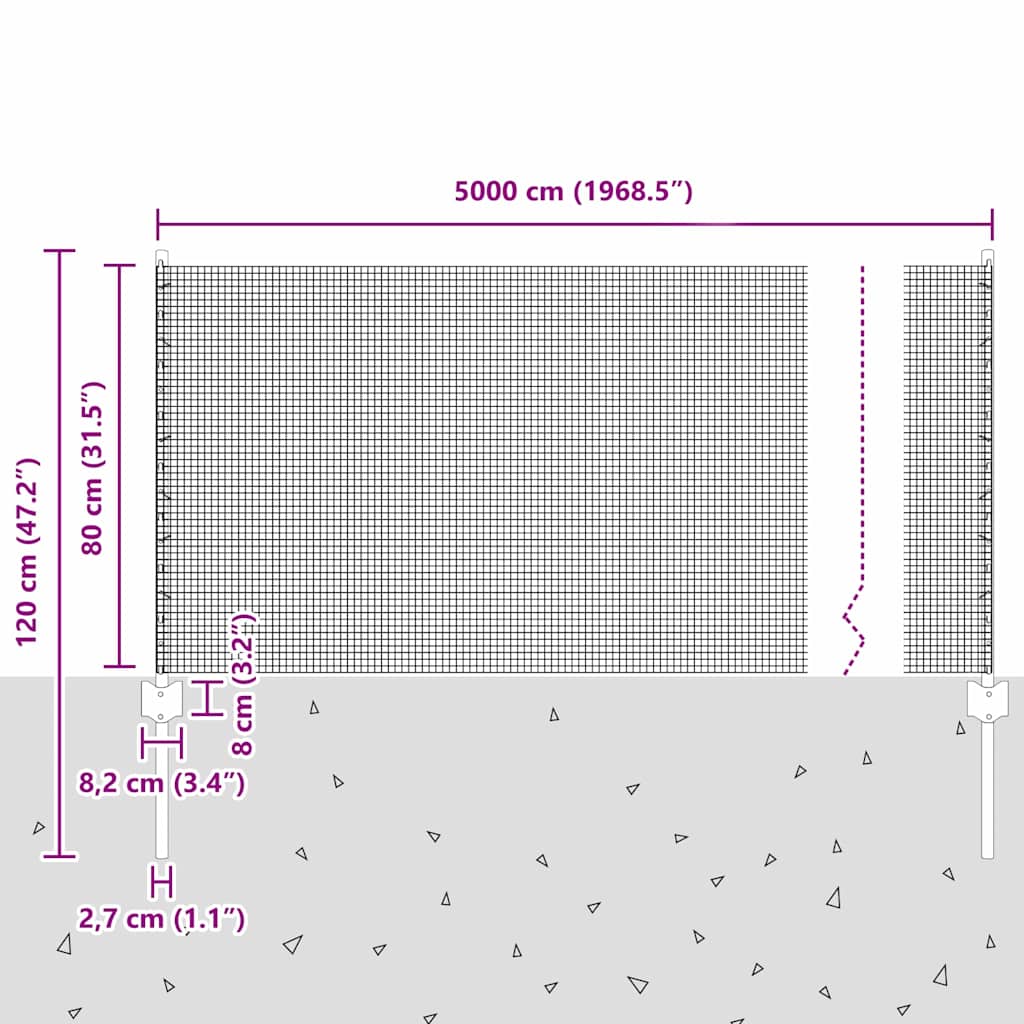 Svejsede trådhegn med stolper 50 x 0,8 m PVC-belagt stål Grøn