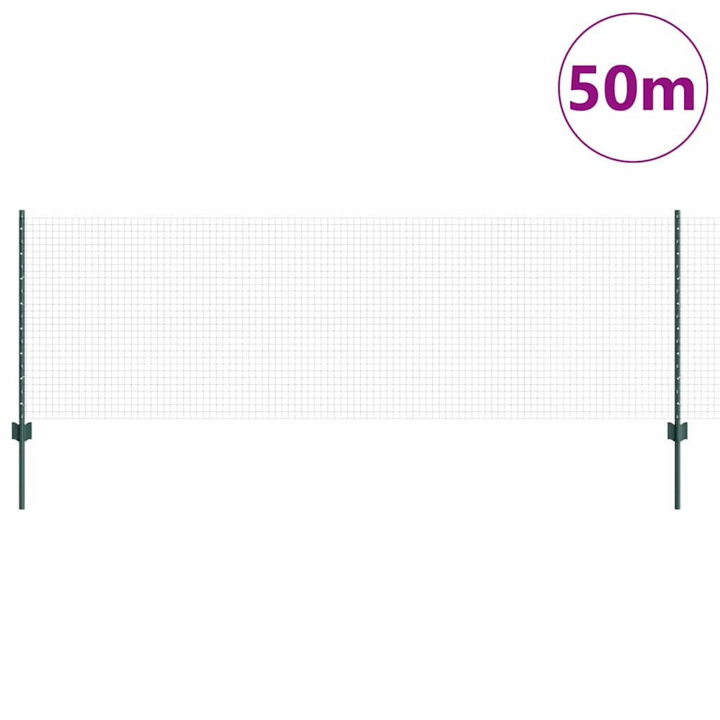Svejsede trådhegn med stolper 50 x 0,8 m PVC-belagt stål Grøn