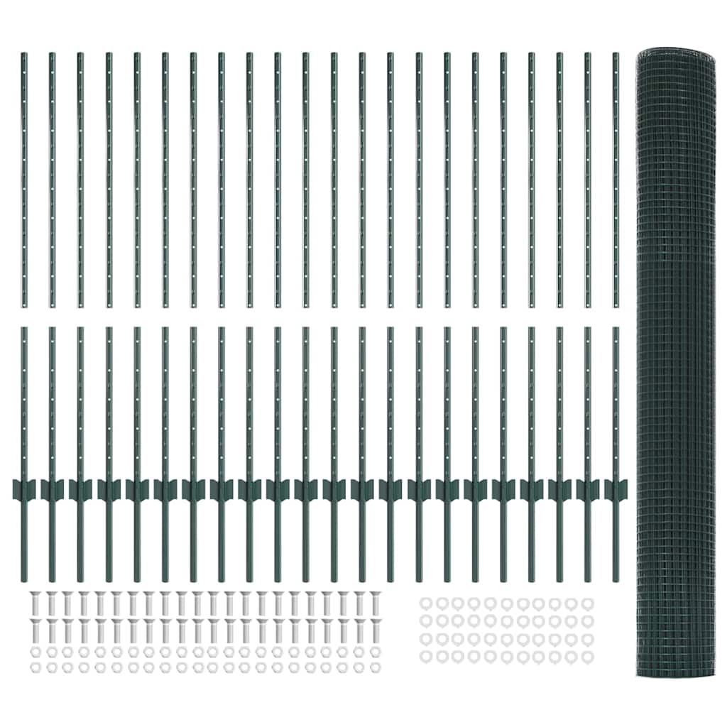 Svejsede trådhegn med stolper 50 x 1,2 m PVC-belagt stål Grøn
