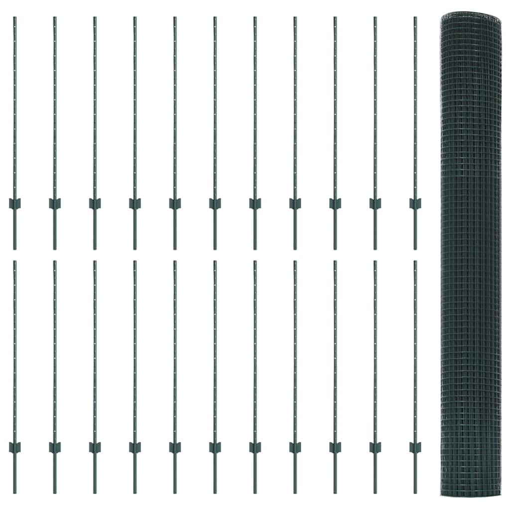 Svejsede trådhegn med stolper 50 x 1,2 m PVC-belagt stål Grøn