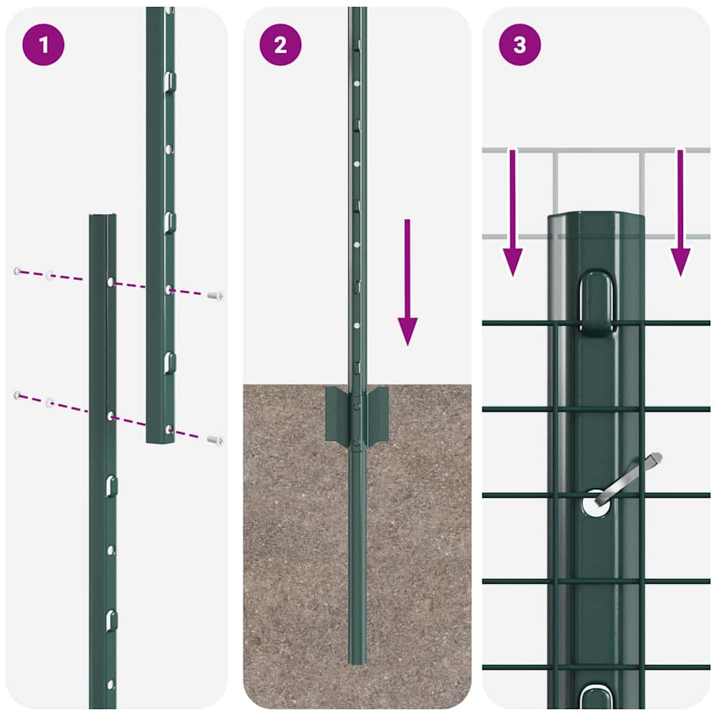 Svejsede trådhegn med stolper 50 x 1,2 m PVC-belagt stål Grøn