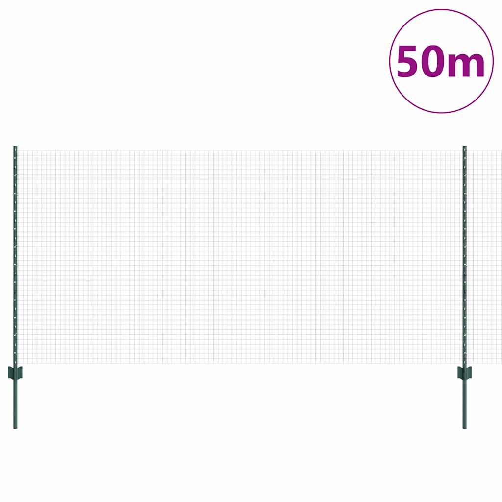 Svejsede trådhegn med stolper 50 x 1,2 m PVC-belagt stål Grøn