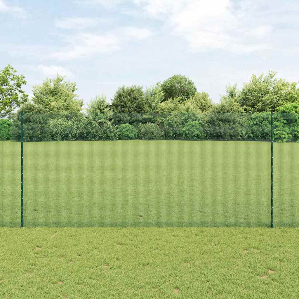 Svejsede trådhegn med stolper 50 x 1,4 m PVC-belagt stål Grøn