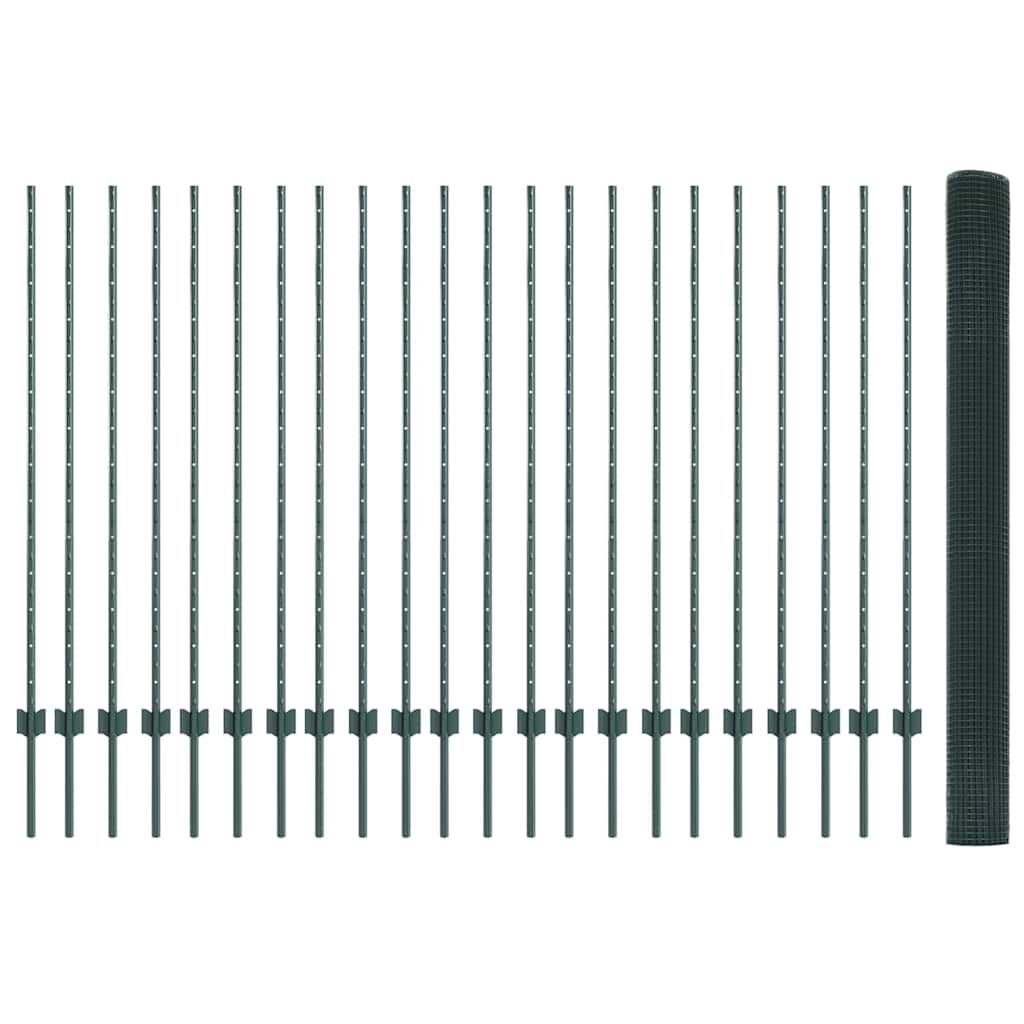 Svejsede trådhegn med stolper 50 x 1,4 m PVC-belagt stål Grøn