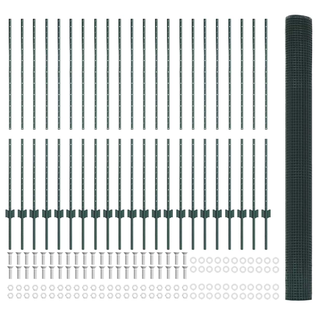 Svejsede trådhegn med stolper 50 x 1,4 m PVC-belagt stål Grøn