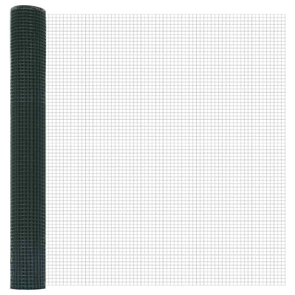 Svejsede trådhegn med stolper 50 x 1,4 m PVC-belagt stål Grøn