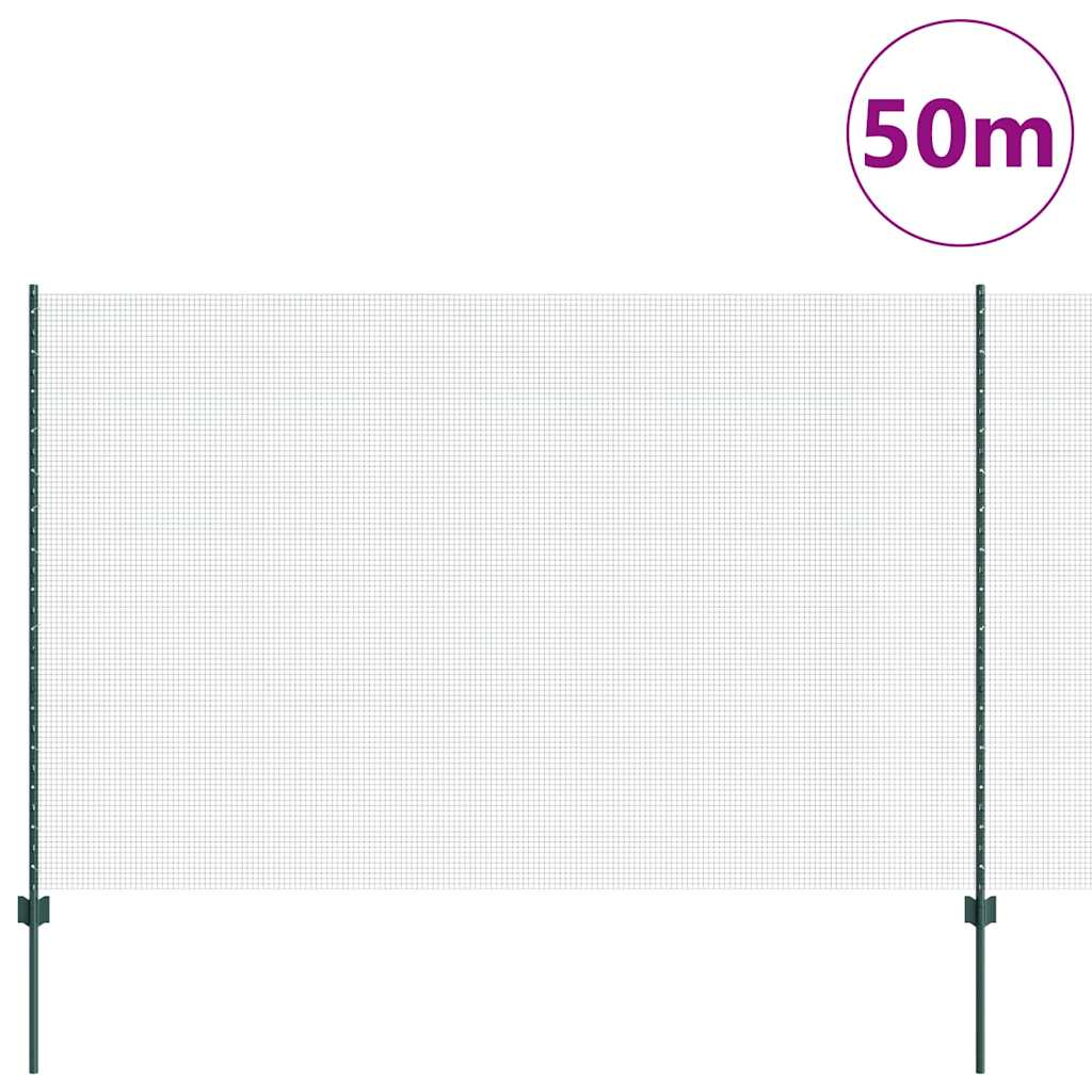 Svejsede trådhegn med stolper 50 x 1,5 m PVC-belagt stål Grøn
