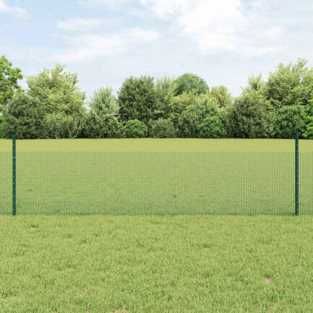 Svejsede trådhegn med stolper 100 x 0,5 m PVC-belagt stål Grøn