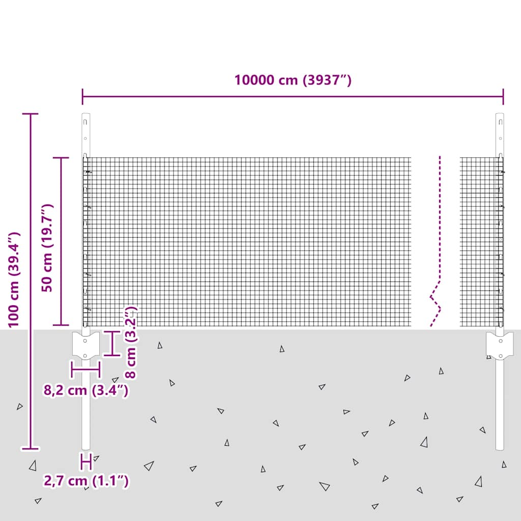 Svejsede trådhegn med stolper 100 x 0,5 m PVC-belagt stål Grøn