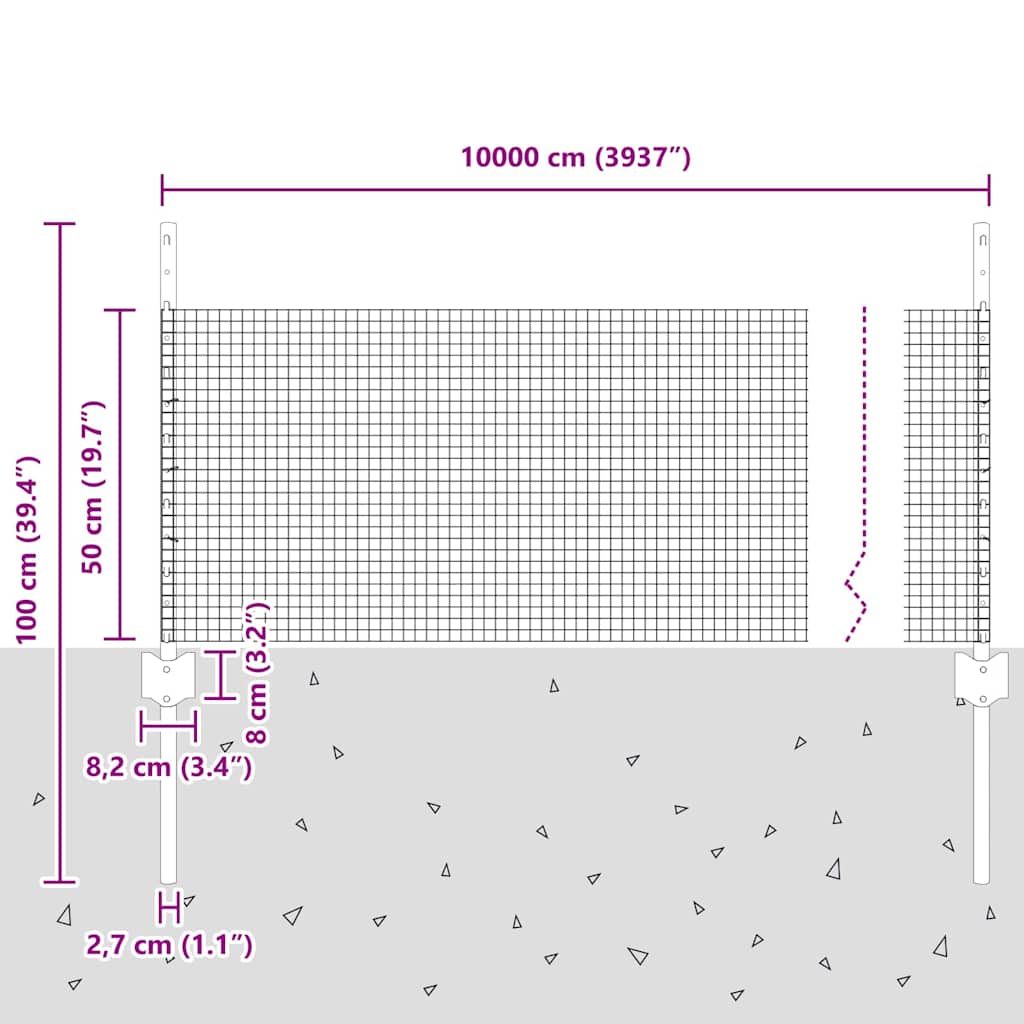 Svejsede trådhegn med stolper 100 x 0,5 m PVC-belagt stål Grøn