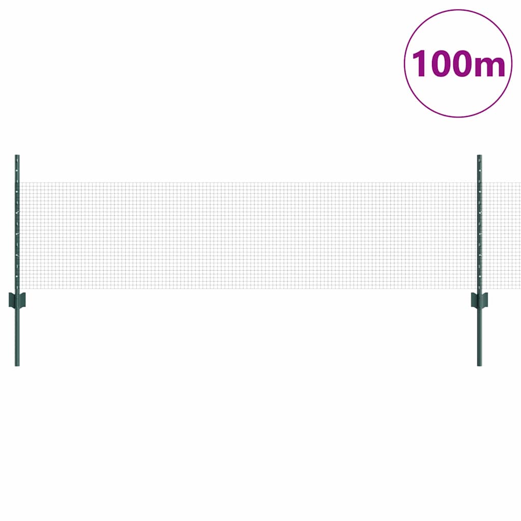 Svejsede trådhegn med stolper 100 x 0,5 m PVC-belagt stål Grøn