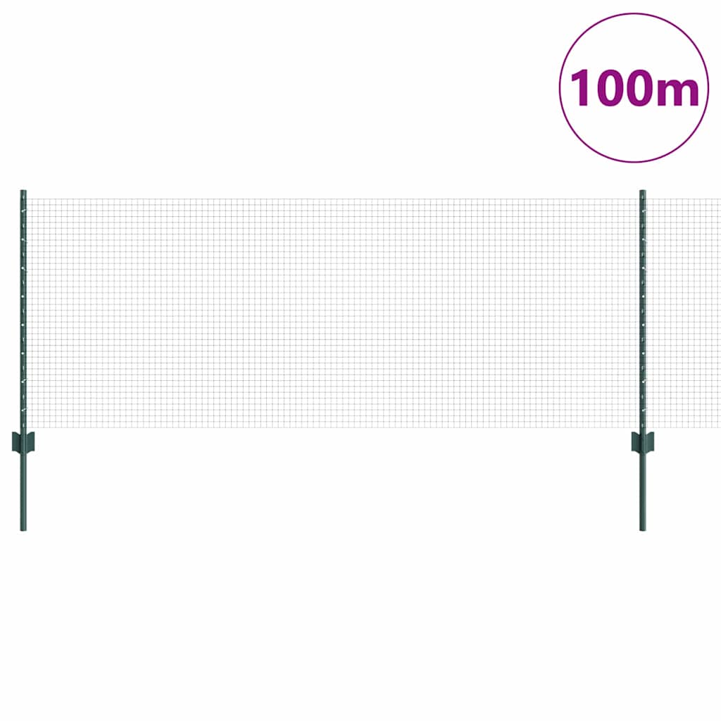 Svejsede trådhegn med stolper 100 x 0,8 m PVC-belagt stål Grøn