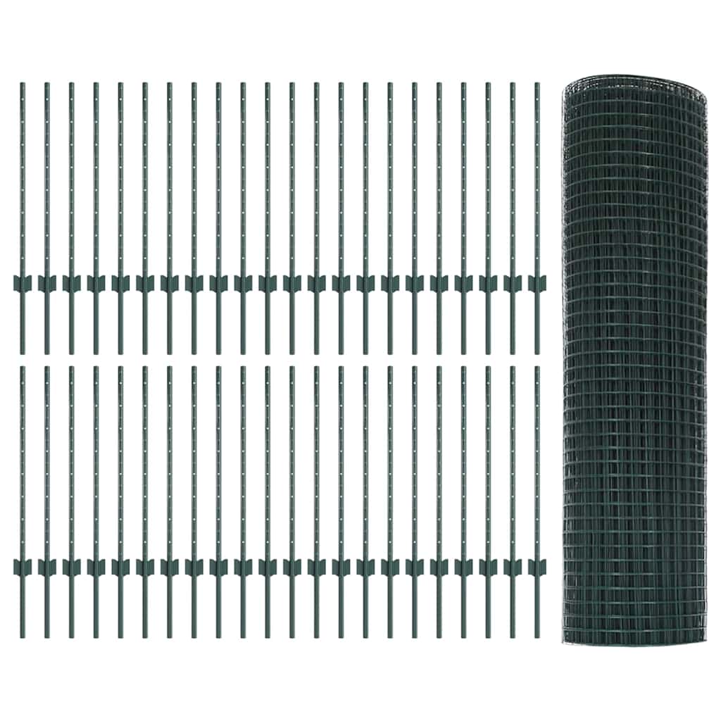 Svejsede trådhegn med stolper 100 x 0,8 m PVC-belagt stål Grøn