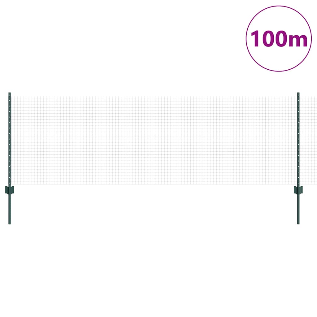 Svejsede trådhegn med stolper 100 x 0,8 m PVC-belagt stål Grøn