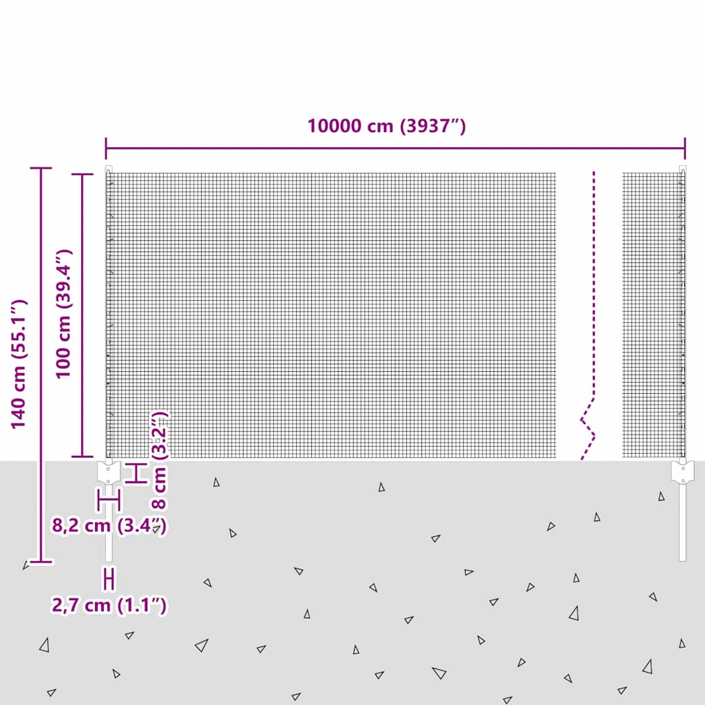 Svejsede trådhegn med stolper 100 x 1 m PVC-belagt stål Grøn