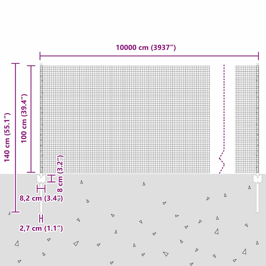 Svejsede trådhegn med stolper 100 x 1 m PVC-belagt stål Grøn