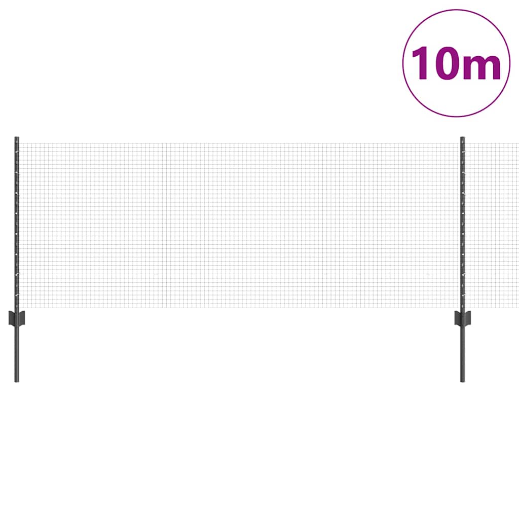 Svejsede trådhegn med stolper 10 x 0,8 m PVC-belagt stål Grå