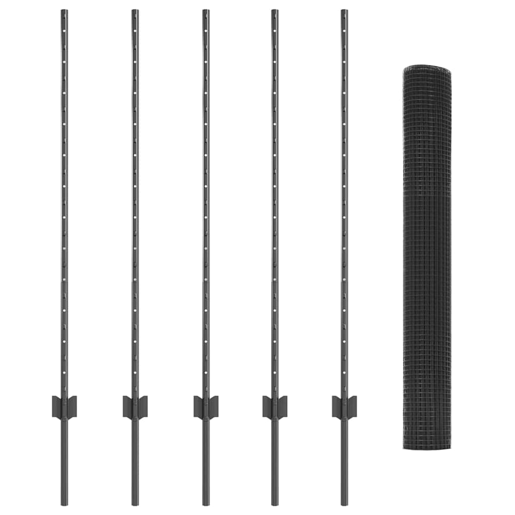 Svejsede trådhegn med stolper 10 x 1,2 m PVC-belagt stål Grå