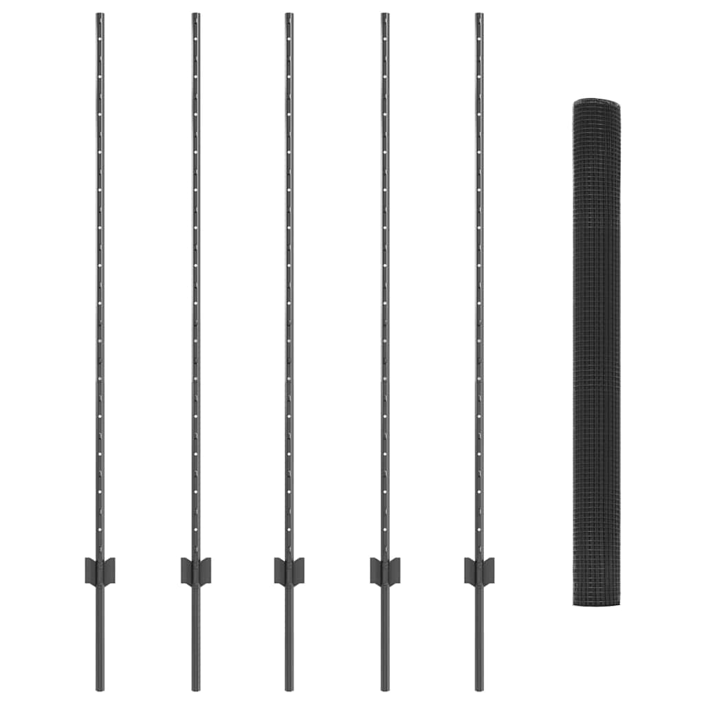 Svejsede trådhegn med stolper 10 x 1,4 m PVC-belagt stål Grå