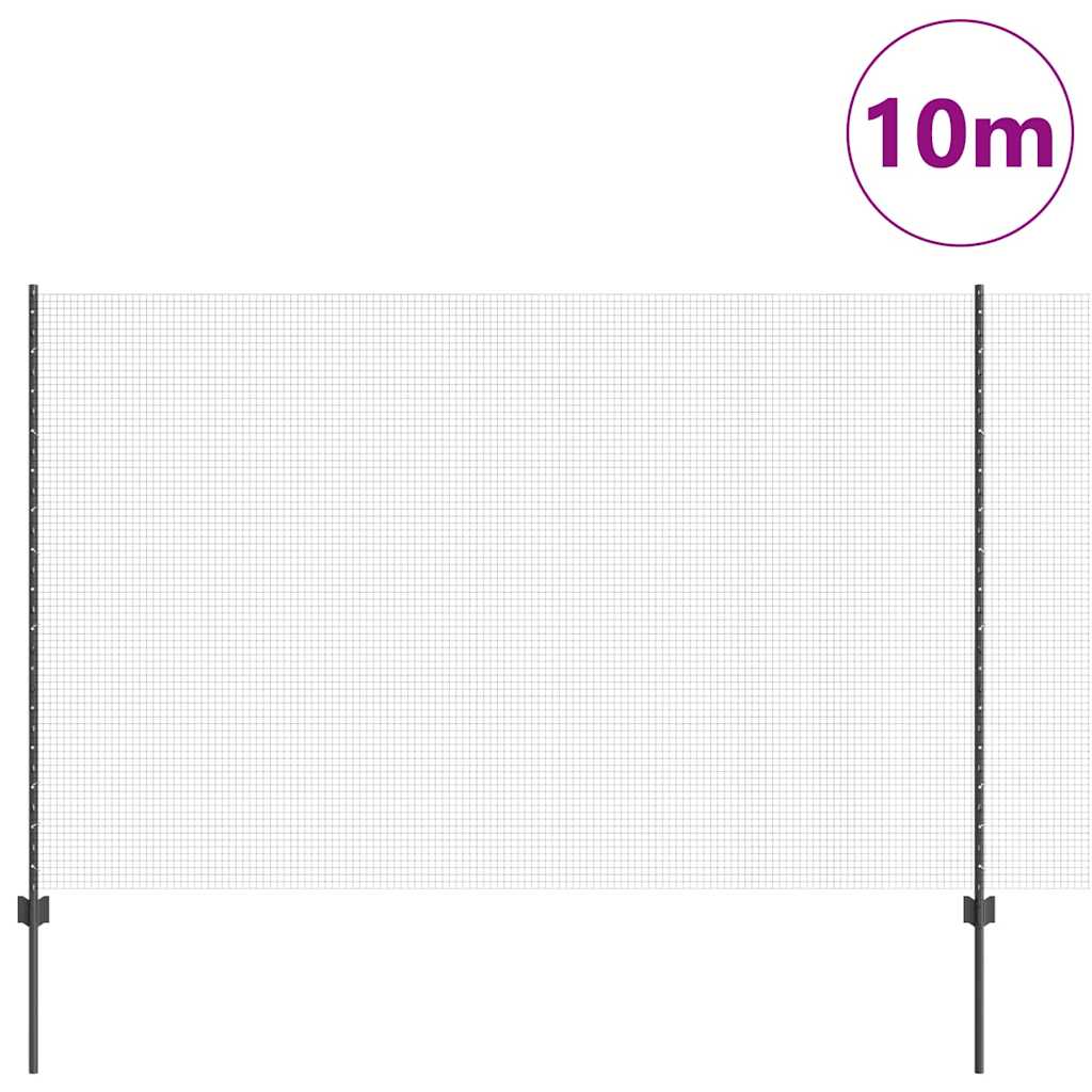 Svejsede trådhegn med stolper 10 x 1,5 m PVC-belagt stål Grå