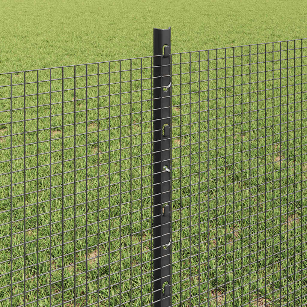 Svejsede trådhegn med stolper 25 x 0,6 m PVC-belagt stål Grå