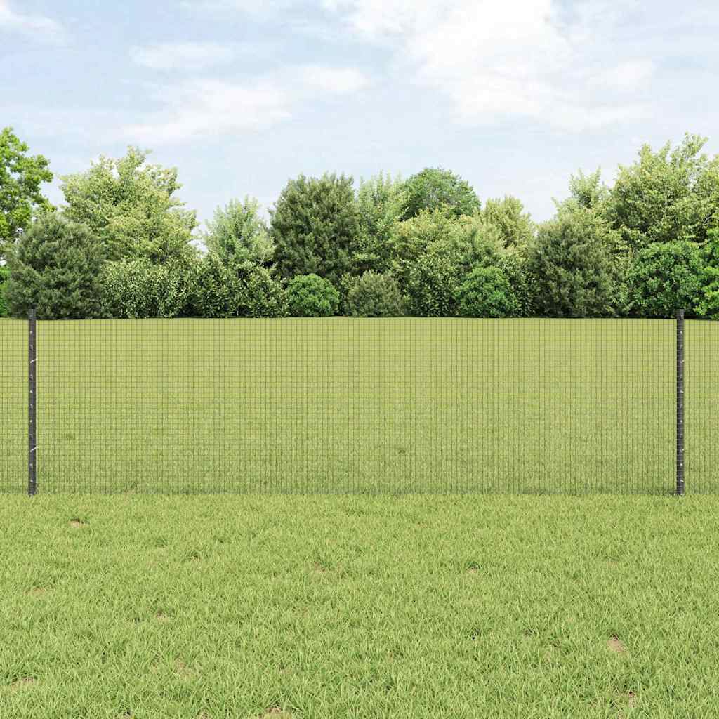 Svejsede trådhegn med stolper 25 x 0,6 m PVC-belagt stål Grå