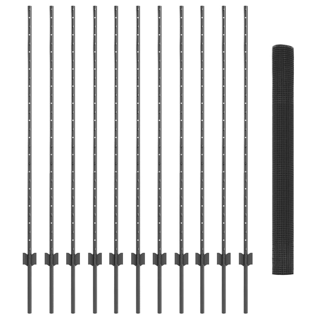 Svejsede trådhegn med stolper 25 x 1,4 m PVC-belagt stål Grå