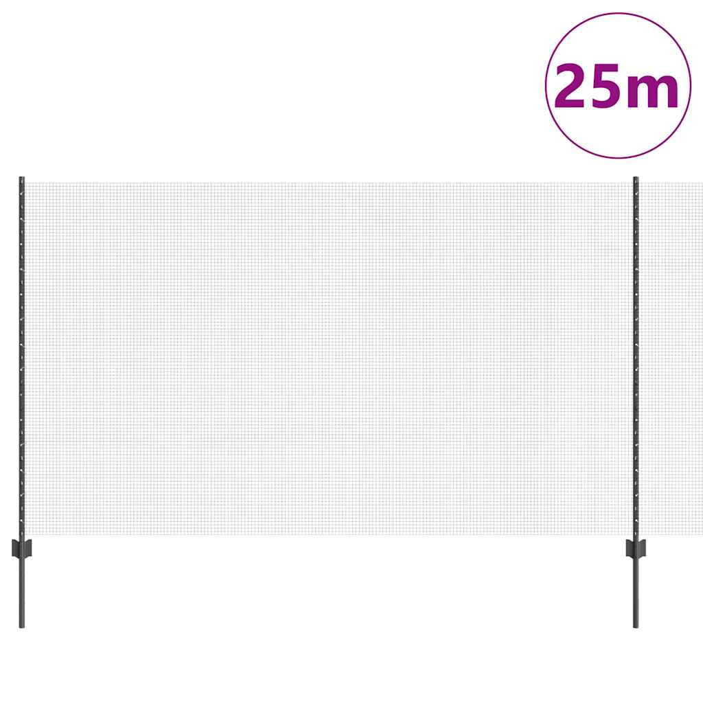 Svejsede trådhegn med stolper 25 x 1,4 m PVC-belagt stål Grå