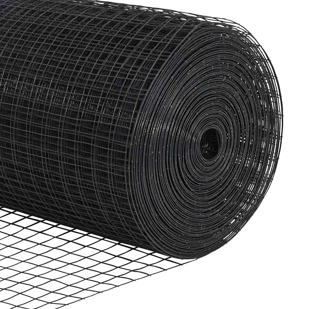 Svejsede trådhegn med stolper 25 x 1,5 m PVC-belagt stål Grå