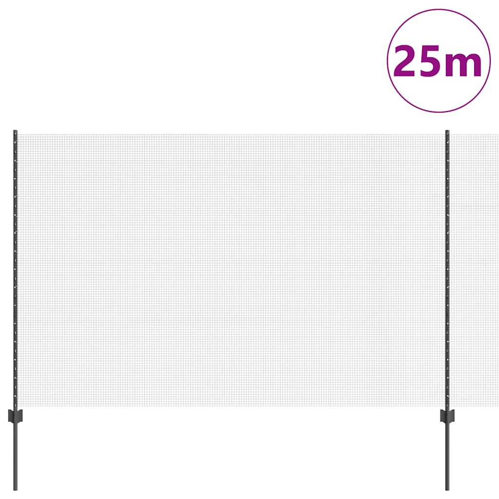Svejsede trådhegn med stolper 25 x 1,6 m PVC-belagt stål Grå