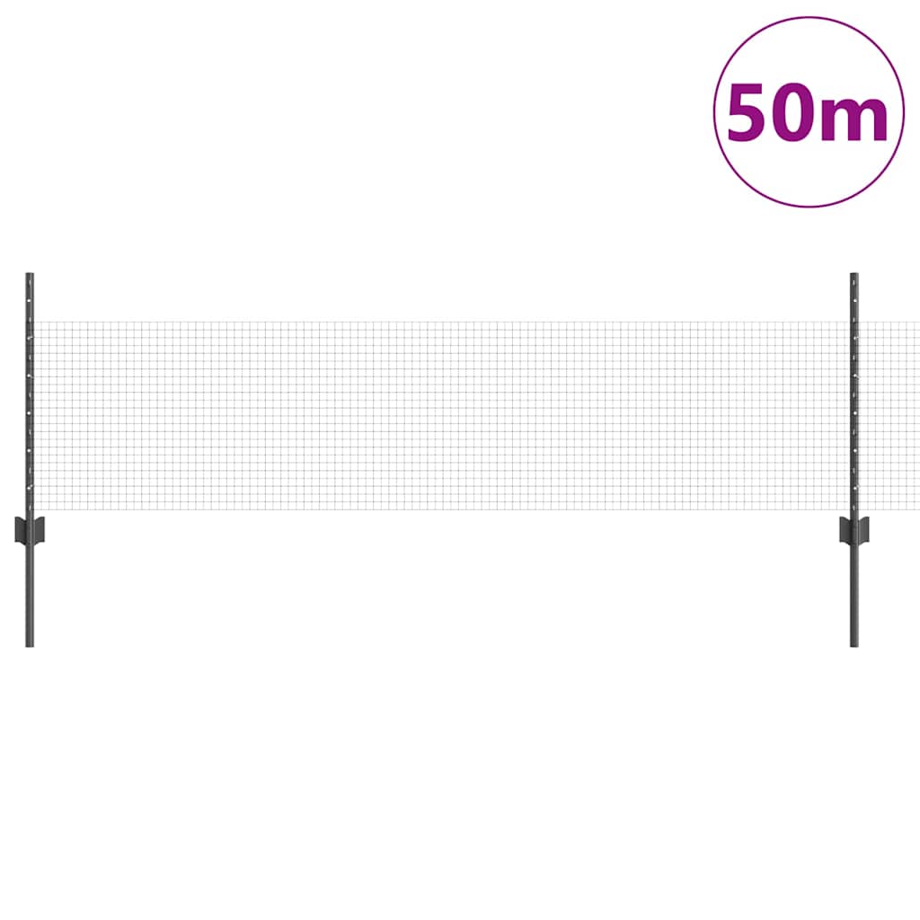 Svejsede trådhegn med stolper 50 x 0,5 m PVC-belagt stål Grå