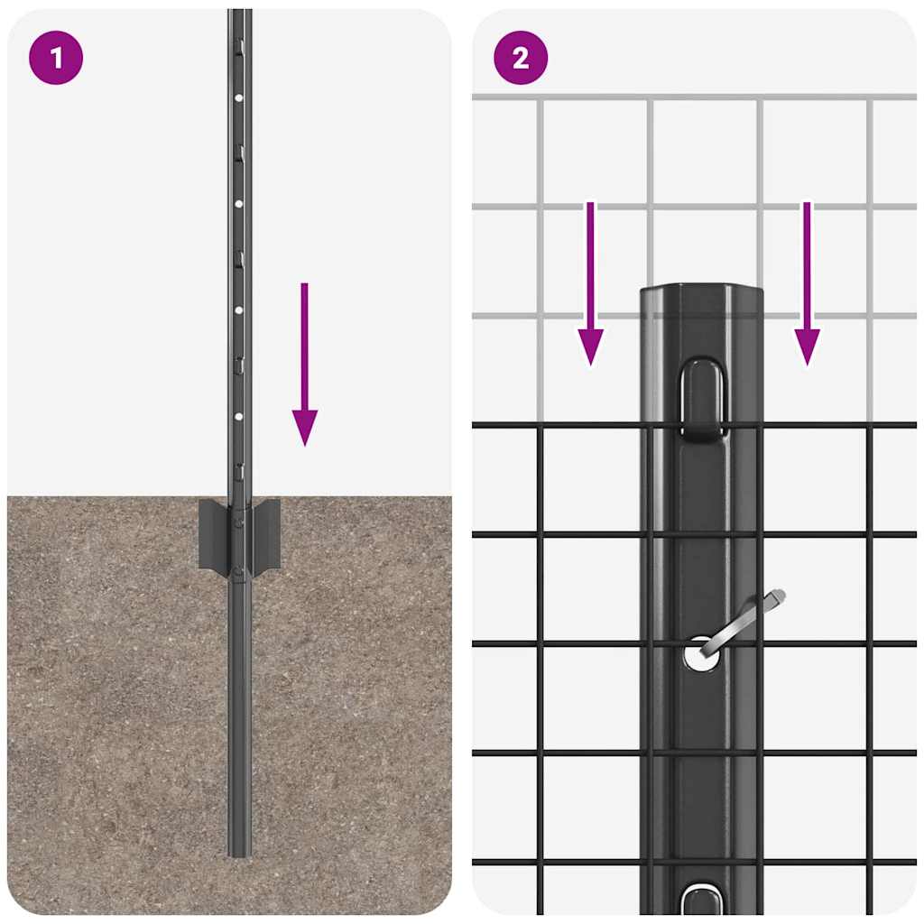 Svejsede trådhegn med stolper 50 x 0,5 m PVC-belagt stål Grå