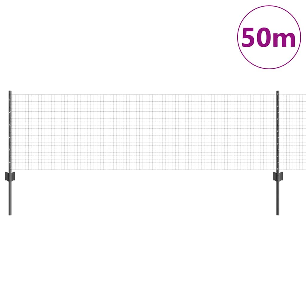 Svejsede trådhegn med stolper 50 x 0,6 m PVC-belagt stål Grå