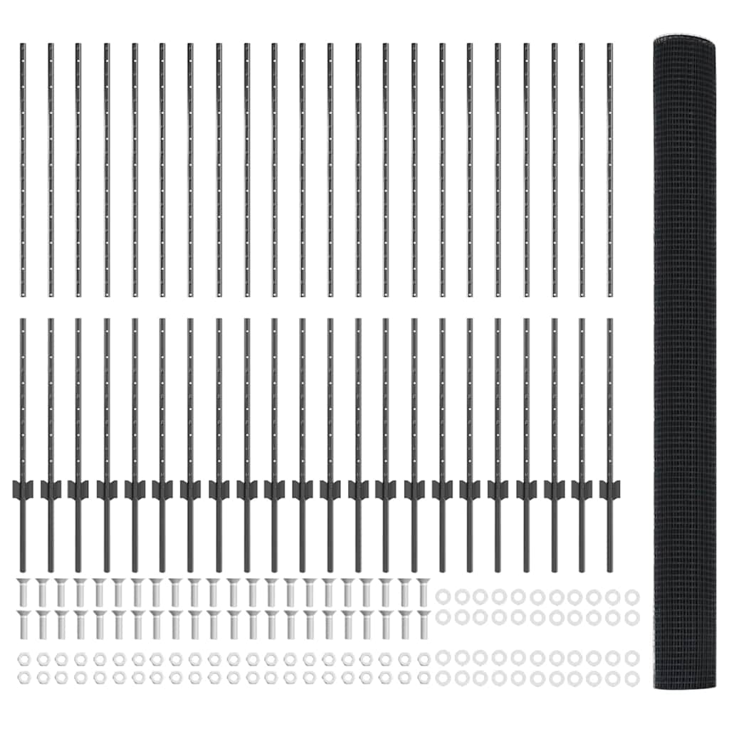Svejsede trådhegn med stolper 50 x 1,4 m PVC-belagt stål Grå