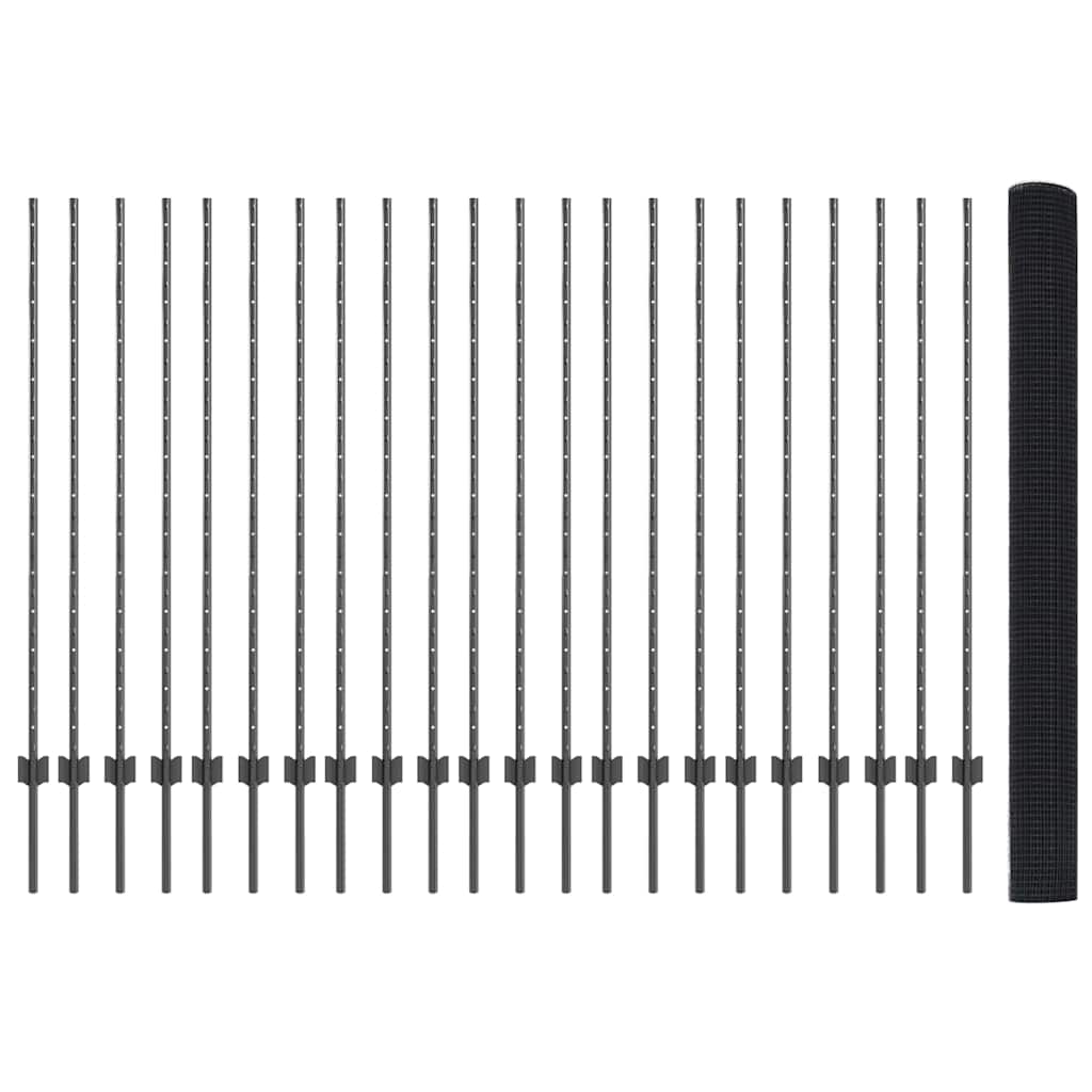 Svejsede trådhegn med stolper 50 x 1,4 m PVC-belagt stål Grå