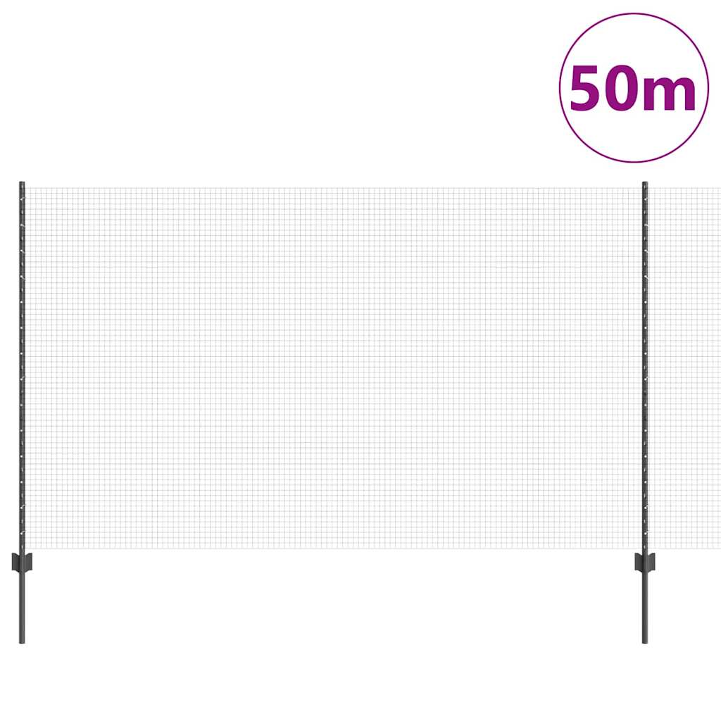 Svejsede trådhegn med stolper 50 x 1,4 m PVC-belagt stål Grå