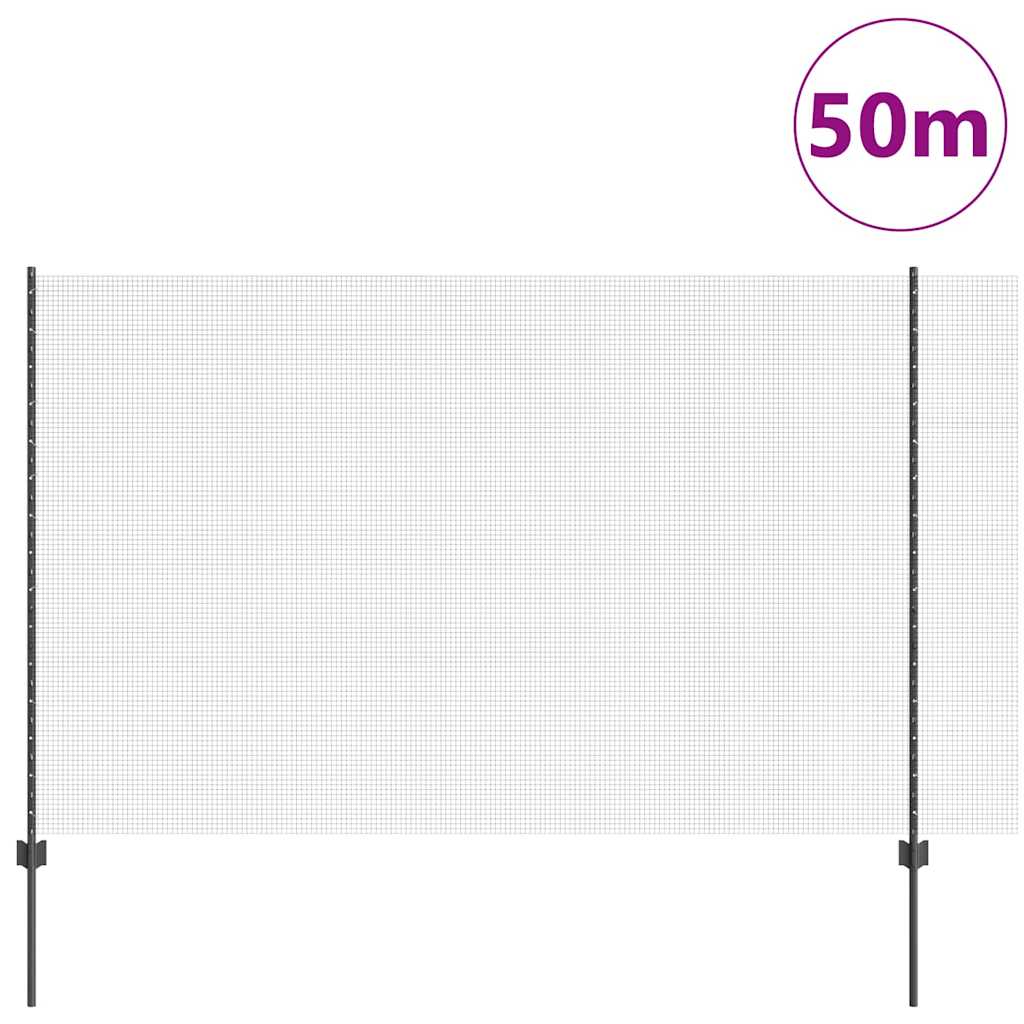 Svejsede trådhegn med stolper 50 x 1,5 m PVC-belagt stål Grå