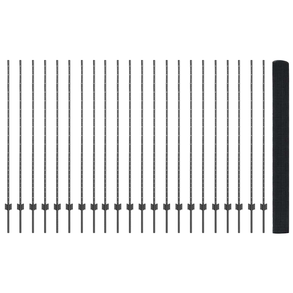 Svejsede trådhegn med stolper 50 x 1,5 m PVC-belagt stål Grå