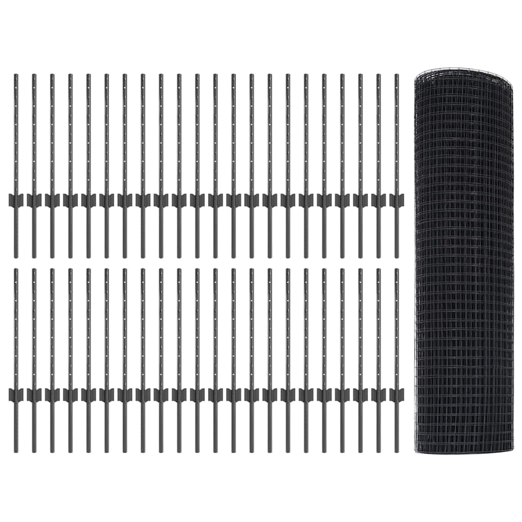 Svejsede trådhegn med stolper 100 x 0,6 m PVC-belagt stål Grå