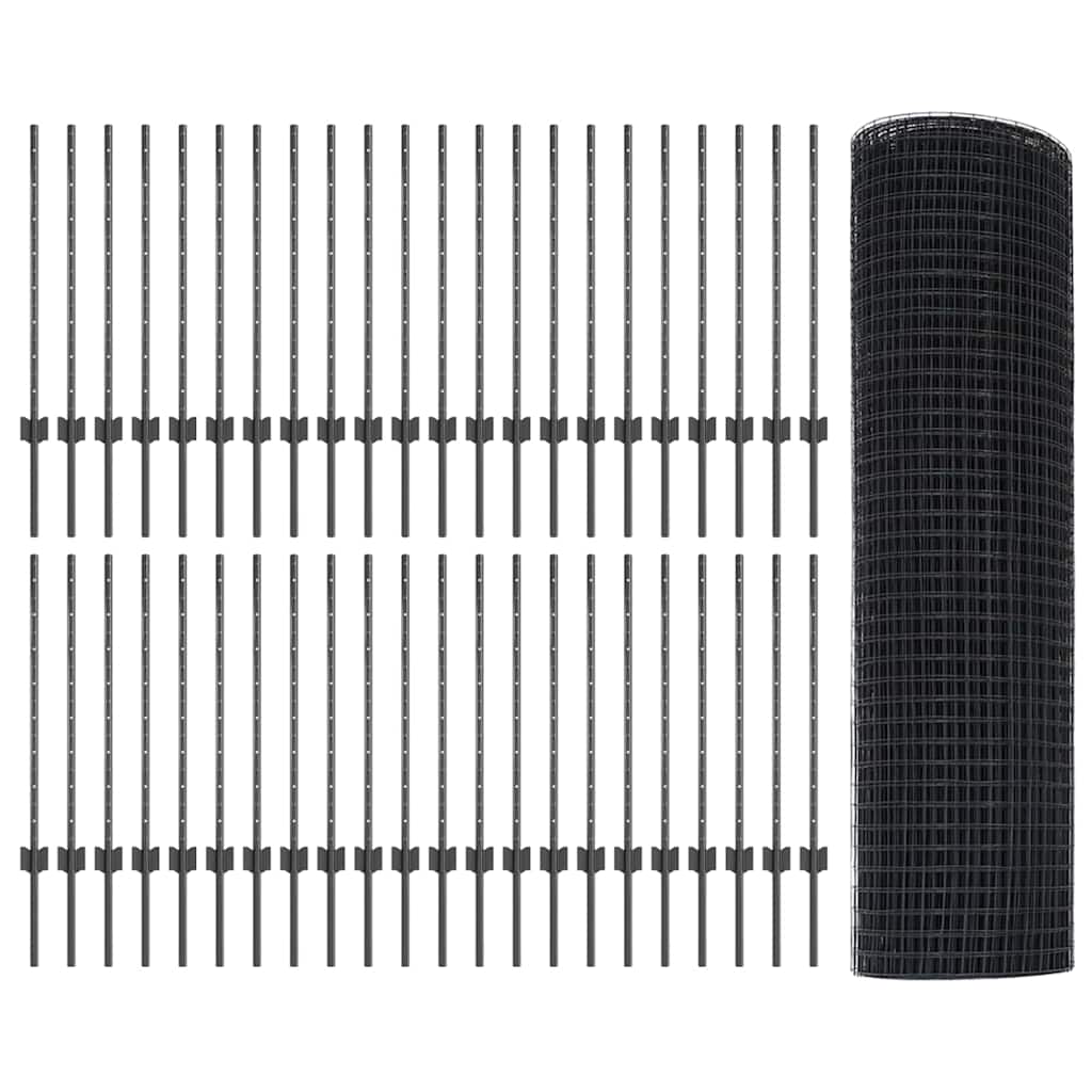 Svejsede trådhegn med stolper 100 x 0,8 m PVC-belagt stål Grå