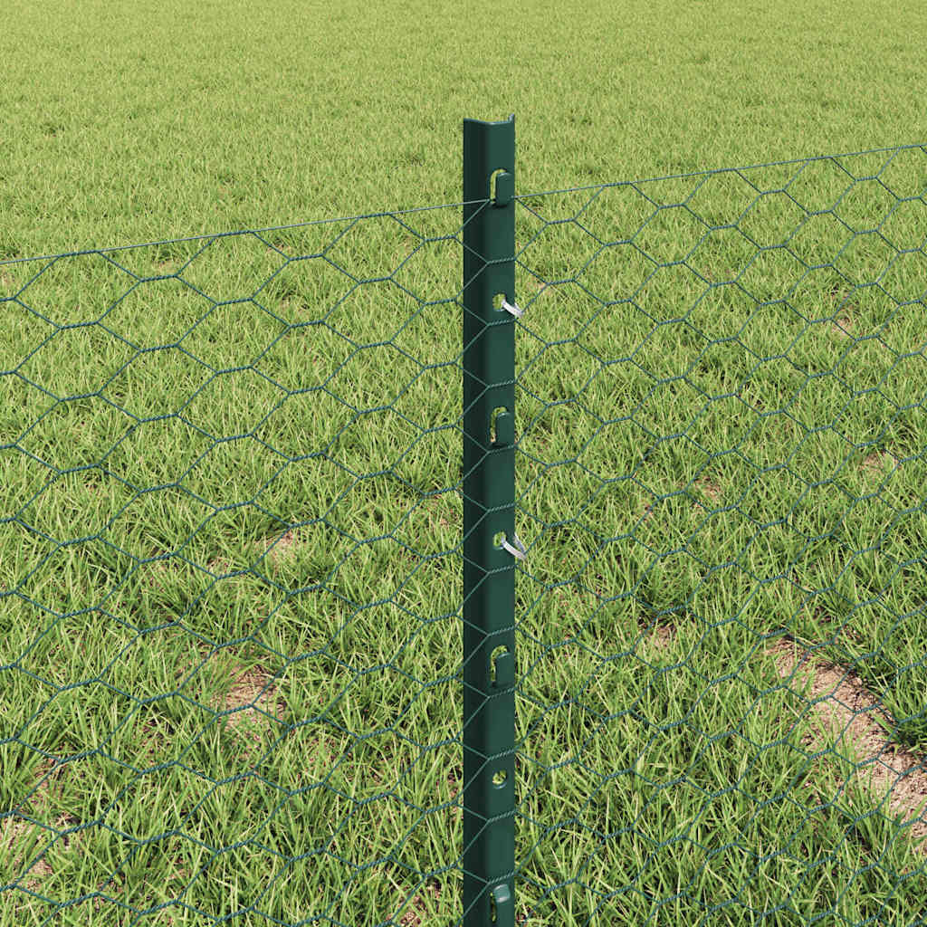 Sekskantet hegn med stolpe 10 x 0,4 m PVC-belagt stål Grøn Mesh