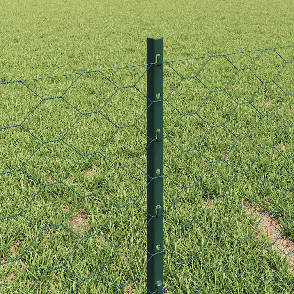 Sekskantet hegn med stolpe 10 x 0,4 m PVC-belagt stål Grøn Mesh