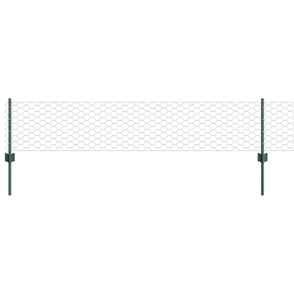 Sekskantet hegn med stolpe 10 x 0,4 m PVC-belagt stål Grøn Mesh
