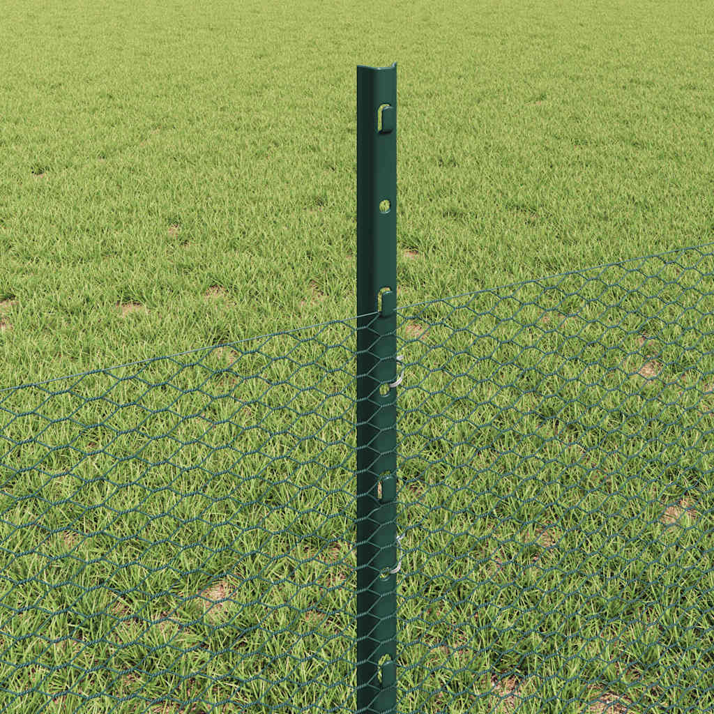 Sekskantet hegn med stolpe 10 x 0,5 m PVC-belagt stål Grøn Mesh