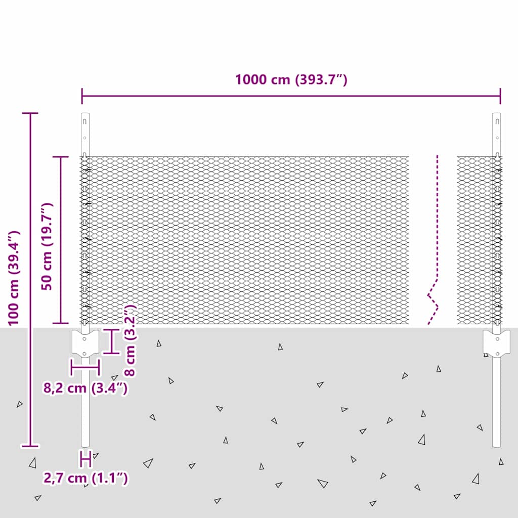 Sekskantet hegn med stolpe 10 x 0,5 m PVC-belagt stål Grøn Mesh