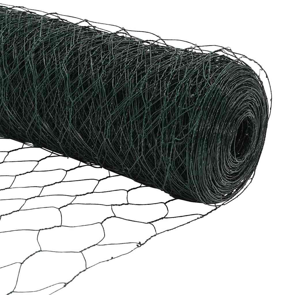 Sekskantet hegn med stolpe 10 x 0,5 m PVC-belagt stål Grøn Mesh