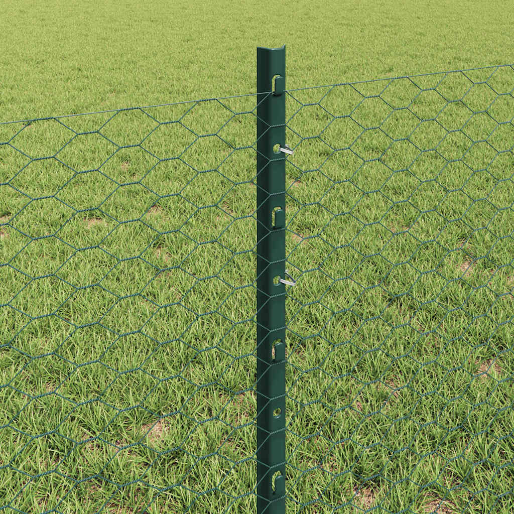 Sekskantet hegn med stolpe 10 x 0,6 m PVC-belagt stål Grøn Mesh