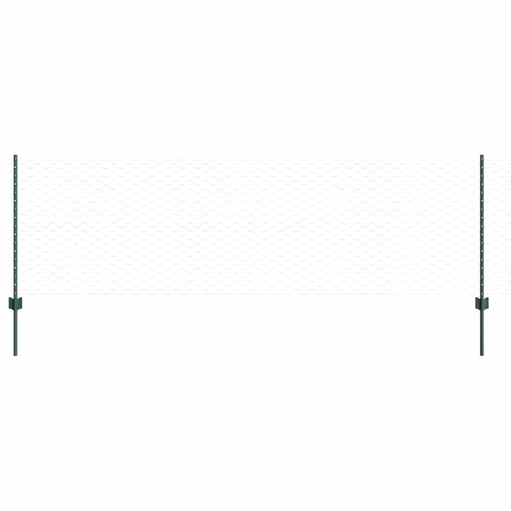 Sekskantet hegn med stolpe 10 x 0,8 m PVC-belagt stål Grøn Mesh