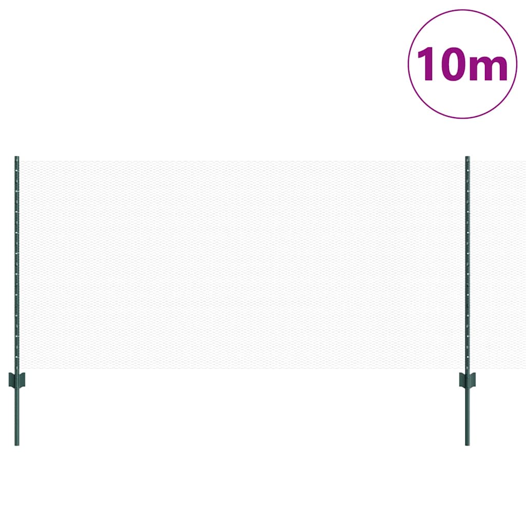 Sekskantet hegn med stolpe 10 x 1 m PVC-belagt stål Grøn Mesh