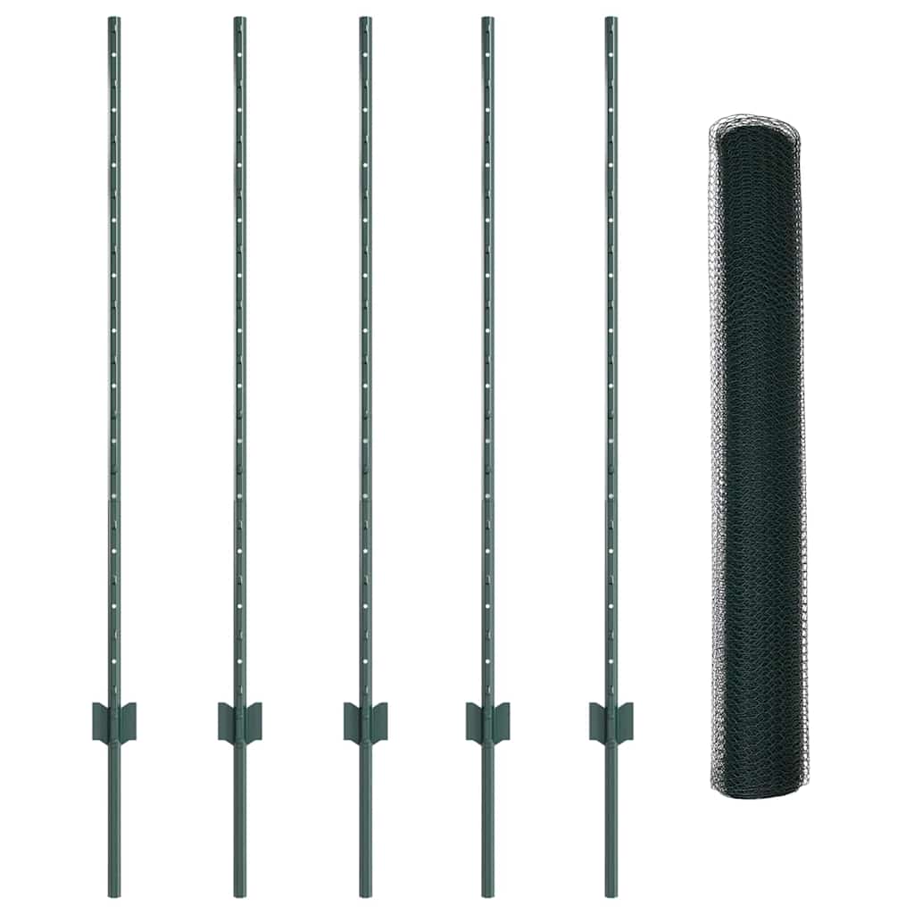 Sekskantet hegn med stolpe 10 x 1,2 m PVC-belagt stål Grøn Mesh